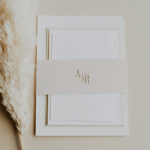 Bandeau De Faire-part ANDREA Crème d'or moderne minimaliste Mariage simp