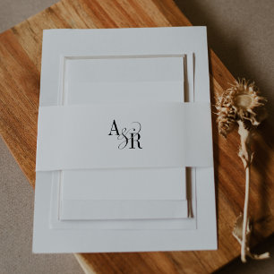 Bandeau De Faire-part ANDREA Formal Minimal Blanc Noir Noir Élégant Mari