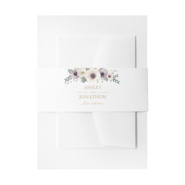 Bandeau De Faire-part Anemone Bouquet Invitation Belly Band (Devant example)