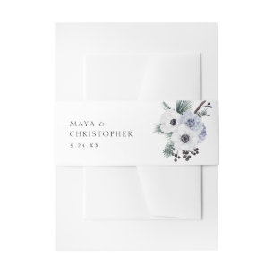 Bandeau De Faire-part Anémone Floral Blanc Hiver