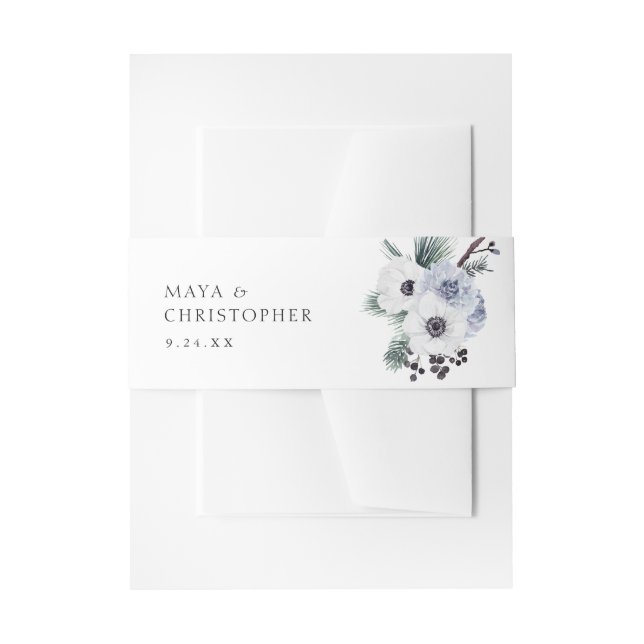 Bandeau De Faire-part Anémone Floral Blanc Hiver  (Devant example)