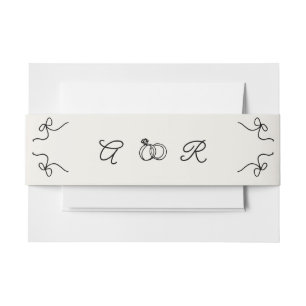 Bandeau De Faire-part Anneaux et monogramme de la corne Mariage français