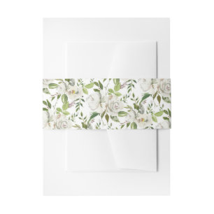 Bandeau De Faire-part Antique White Rose Invitation Belly Band