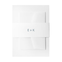 Aqua bleu initiales monogramme invitation bande ve