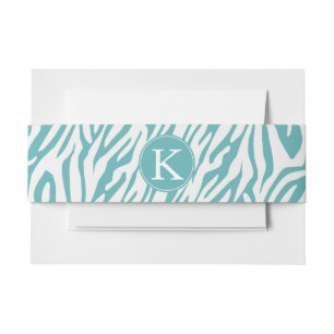 Bandeau De Faire-part Aqua White Zebra Imprimer monogramme