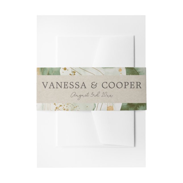 Bandeau De Faire-part Aquarelle Abstraite Sage Green Gold Mariage (Devant example)