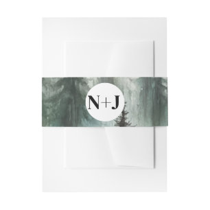 Bandeau De Faire-part Aquarelle Arbres Rustique Wilderness Mariage