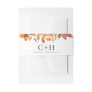 Bandeau De Faire-part Aquarelle Automne quitter Garland Mariage Monogram