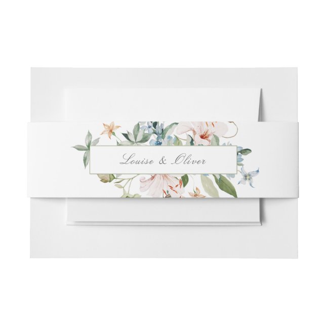 Bandeau De Faire-part Aquarelle blanche Mariage Nom floral (Devant Example)