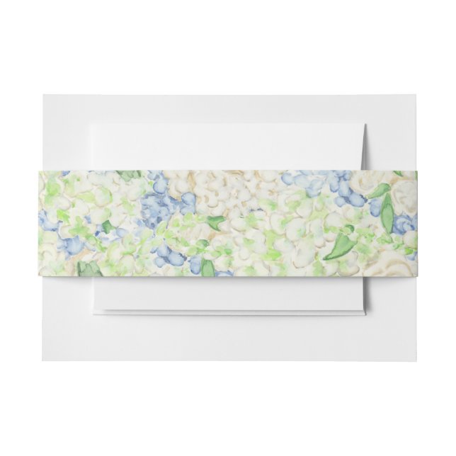 Bandeau De Faire-part Aquarelle bleu et blanc Hydrangea (Devant Example)