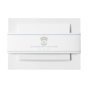 Bandeau De Faire-part Aquarelle Bleu et Blanc Hydrangea Crest