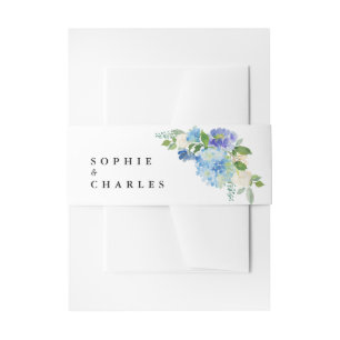 Bandeau De Faire-part Aquarelle bleu Hydrangea Bouquet Mariage