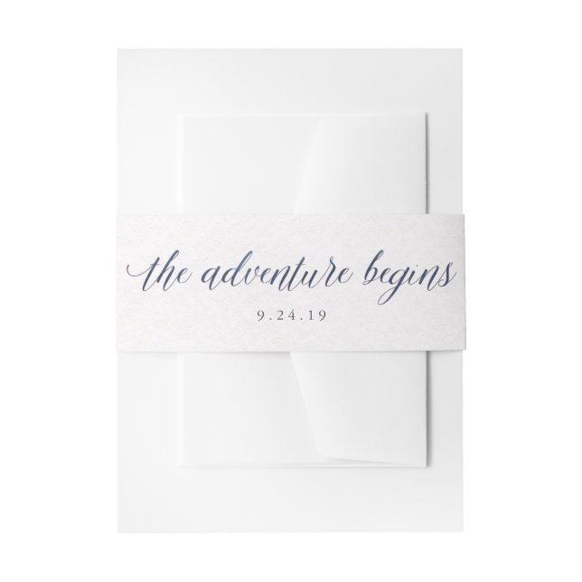 Bandeau De Faire-part Aquarelle Bleu Texte L'aventure commence Mariage (Devant example)