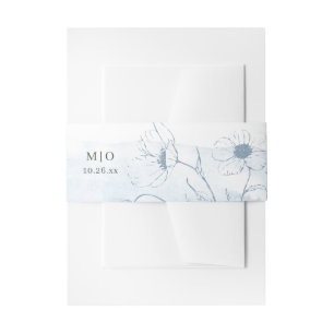 Bandeau De Faire-part Aquarelle bleue + Mariage moderne Fleur sauvage