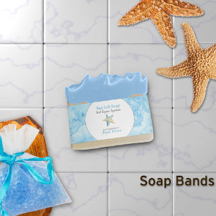 Bandeau De Faire-part Aquarelle bleue Starfish Beach Soap Band Wrap