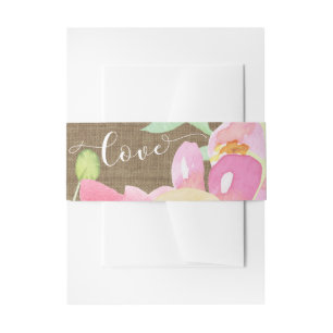Bandeau De Faire-part Aquarelle Boho Fleurs & Burlap Love Typographie