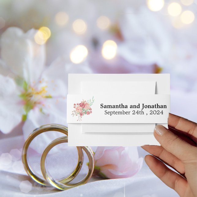 Bandeau De Faire-part Aquarelle Boho Fleurs Mariage blanc (Créateur téléchargé)