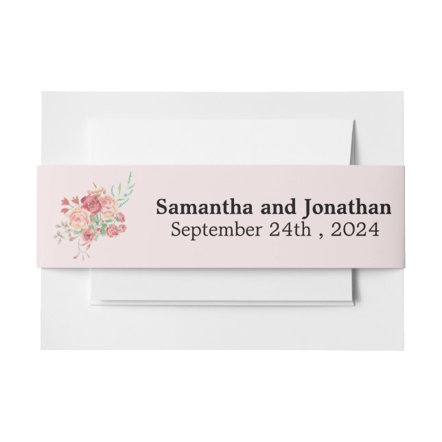 Bandeau De Faire-part Aquarelle Boho Fleurs Mariage rose (Devant Example)