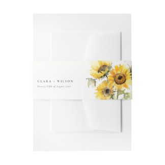 Bandeau De Faire-part Aquarelle Boho minimale Tournesol Mariage rustique