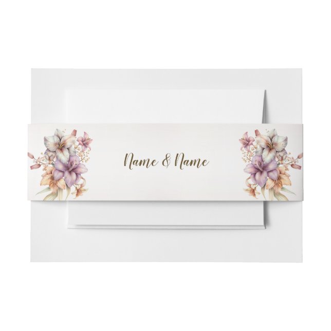 Bandeau De Faire-part Aquarelle Boho Rose Fleurs Rustique Élégant (Devant Example)