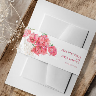 Bandeau De Faire-part Aquarelle botanique rouge bougainvillier personnal