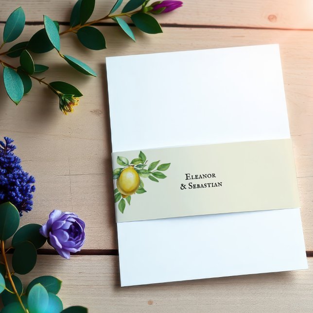 Bandeau De Faire-part Aquarelle Citron Jaune Citrus Russe Mariage (Créateur téléchargé)