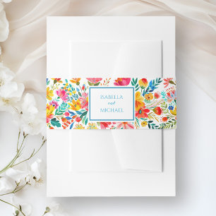 Bandeau De Faire-part Aquarelle colorée Floral Fleur sauvage Mariage