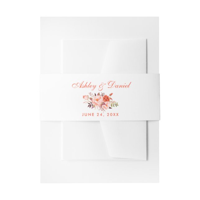 Bandeau De Faire-part Aquarelle Coral Floral Mariage (Devant example)