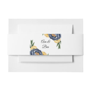 Bandeau De Faire-part Aquarelle de la marine Peony Citrus Mariage floral