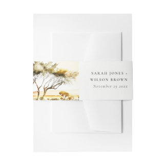 Bandeau De Faire-part Aquarelle en terre bouillie Mariage paysager afric