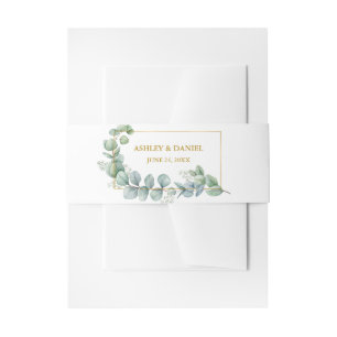 Bandeau De Faire-part Aquarelle Eucalyptus Green Mariage Gold Frame