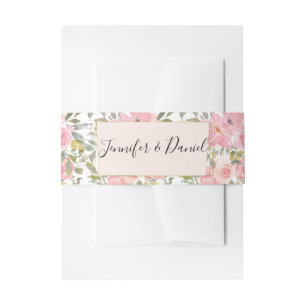 Bandeau De Faire-part Aquarelle Fleurs Roses Tendres Mariage