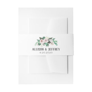Bandeau De Faire-part Aquarelle Floral Blanc Vert Bande Belly