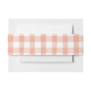 Bandeau De Faire-part Aquarelle Floral Jardin Peach En vichy