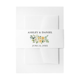 Bandeau De Faire-part Aquarelle Floral Jaune Mariage élégant