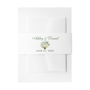 Bandeau De Faire-part Aquarelle Floral Vert Blanc Bouquet Mariage