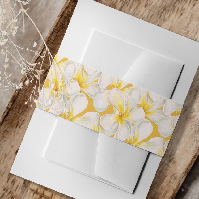 Bandeau De Faire-part Aquarelle florale frangipani jaune motif (Créateur téléchargé)