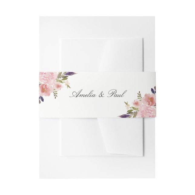 Bandeau De Faire-part Aquarelle florale Peonies Invitation Bande de vent (Devant example)