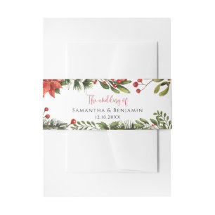 Bandeau De Faire-part Aquarelle Florale Verdure Mariage d'hiver