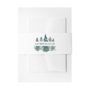 Bandeau De Faire-part Aquarelle Green Pine Trees Forêt Rustique Mariage