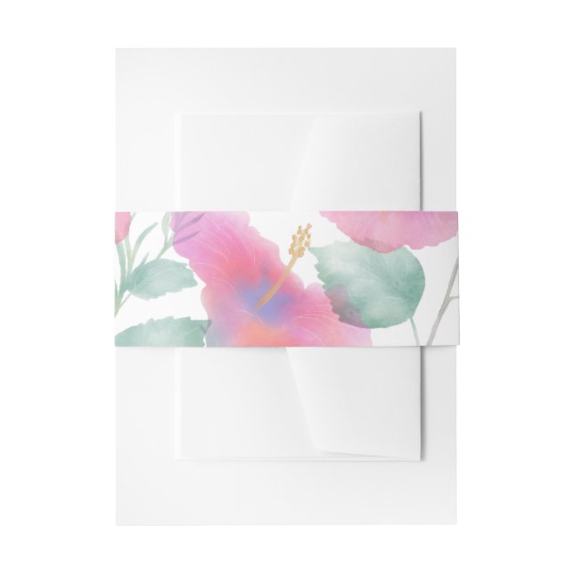 Bandeau De Faire-part Aquarelle Hibiscus Maui Mariage (Devant example)