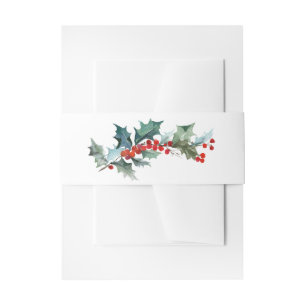 Bandeau De Faire-part Aquarelle Holly Sprig Botanique