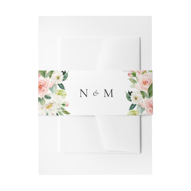 Bandeau De Faire-part Aquarelle Jardin Fleurs Printemps Mariage Monogram (Devant example)