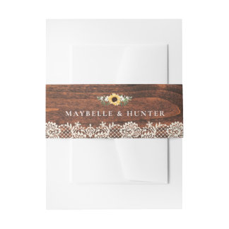Bandeau De Faire-part Aquarelle jaune Tournesols dentelle et Mariage boi