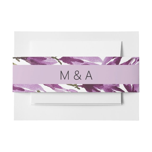 Bandeau De Faire-part Aquarelle Magnolia Purple Lilac (Devant Example)