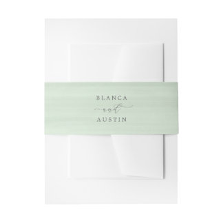 Bandeau De Faire-part Aquarelle Mariage Olive Menthe Peint à la Main