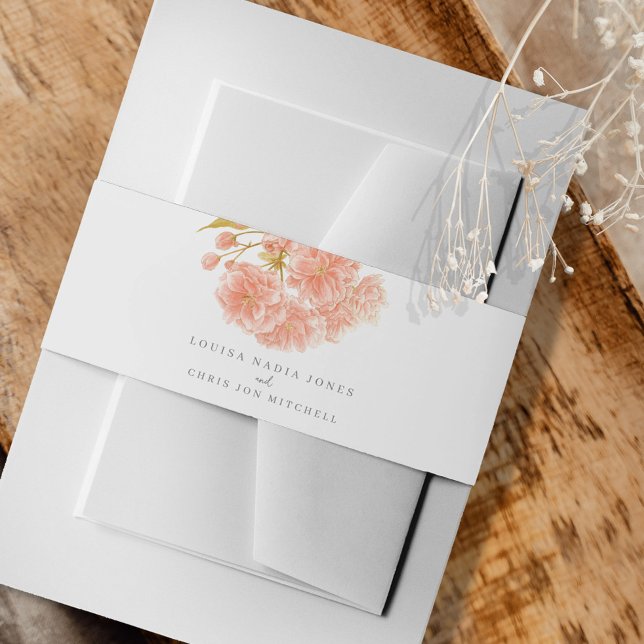 Bandeau De Faire-part Aquarelle mariage orangé fleur de pêche personnali (Créateur téléchargé)