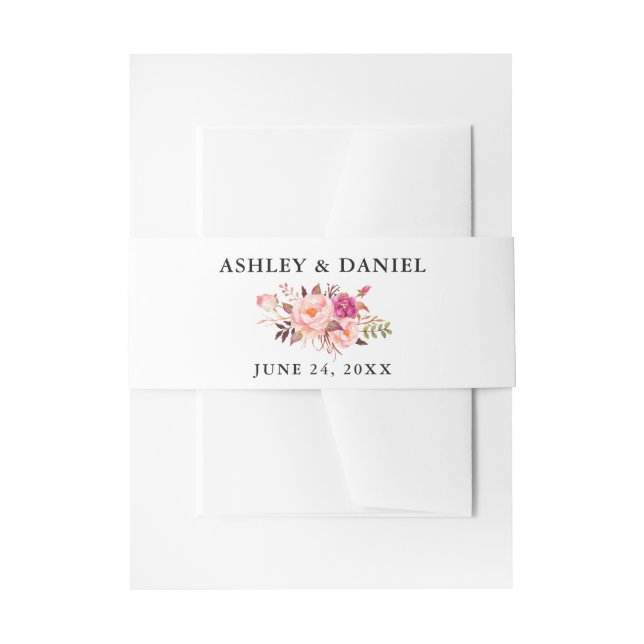 Bandeau De Faire-part Aquarelle mariage rose Floral (Devant example)