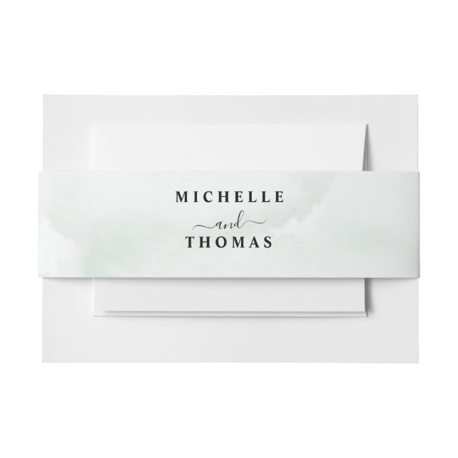 Bandeau De Faire-part Aquarelle Mariage vert Sage (Devant Example)