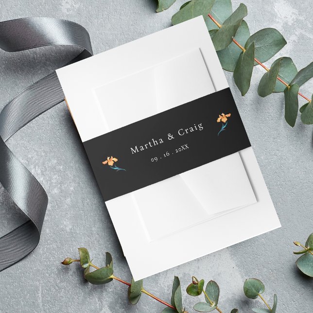 Bandeau De Faire-part Aquarelle mexicaine Fleur Mariage noir (Créateur téléchargé)